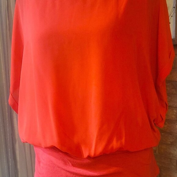 Coral Dolman Sleeved Blouse with Set on Waist - Size M - Picture 6 of 7